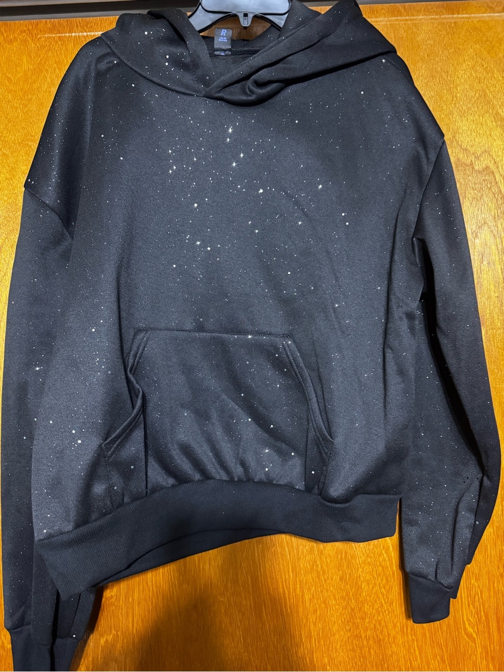ROMWE Black Speckled Hoodie Sweatshirt